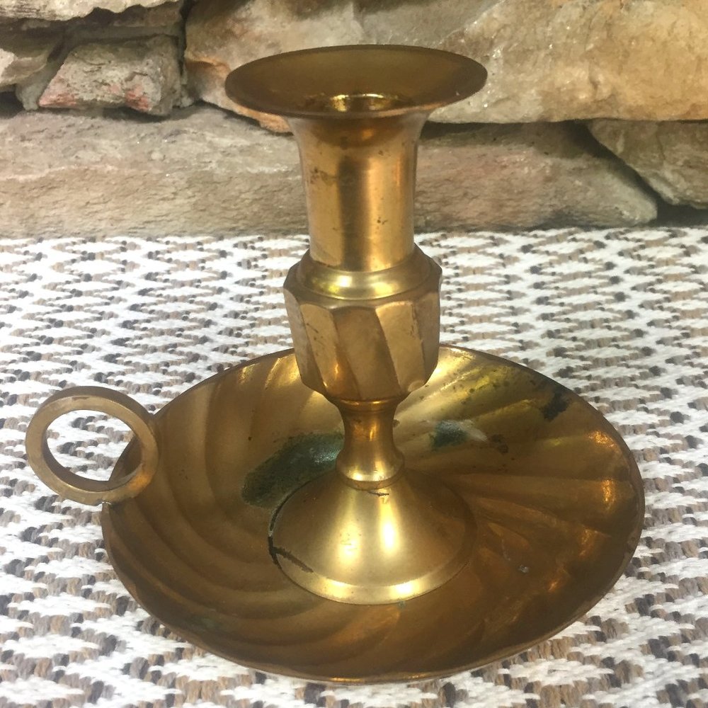 Brass Candle Holder Chamberstick India Boho
